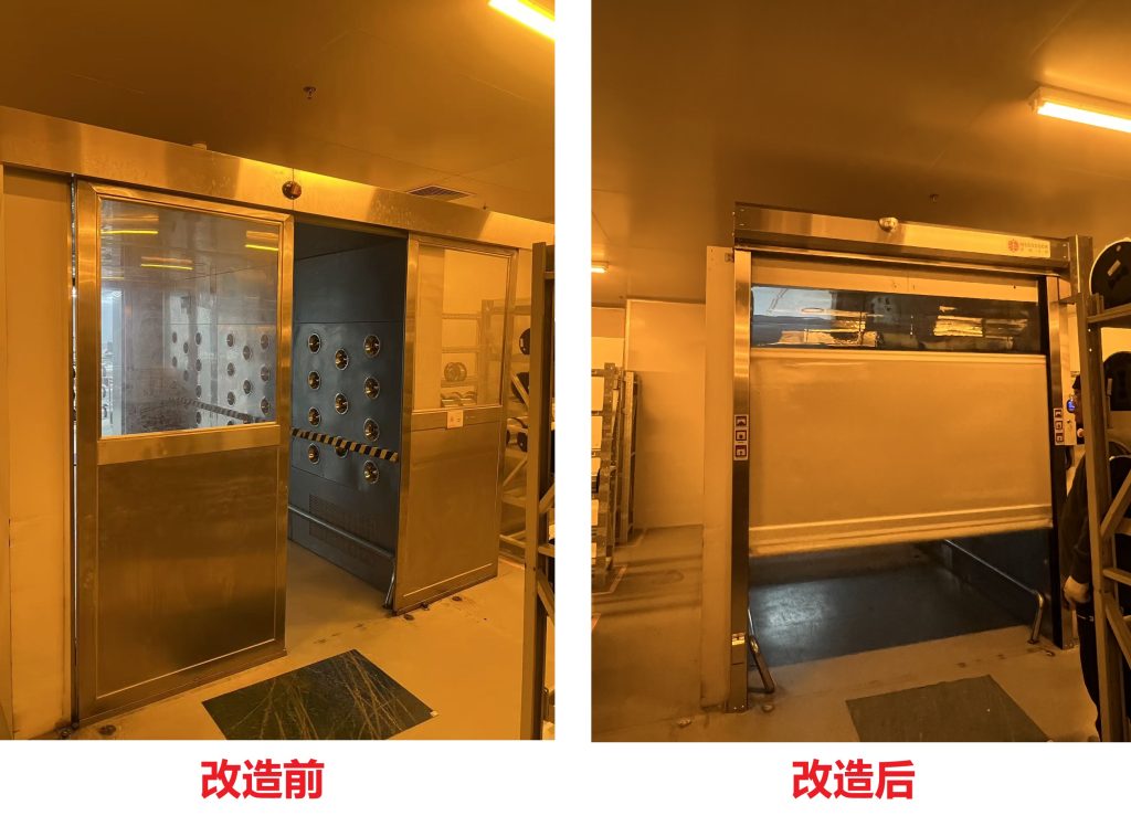 杭州风淋室旧门改造方案：手动门升级自动门，平开门改PVC快速门插图1